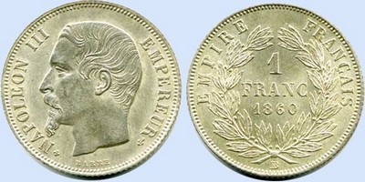 1 Franc NAPOLEON III Tte nue